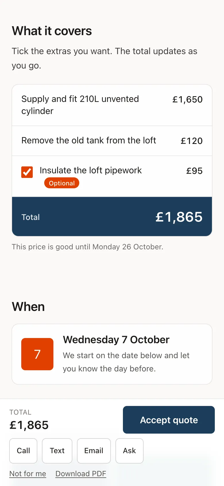 The price, laid out